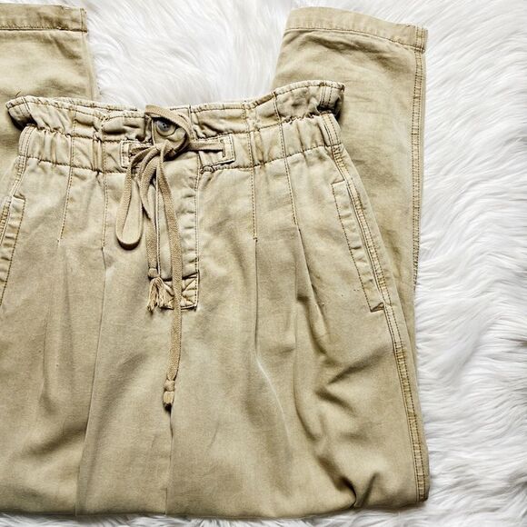 Free People Margate Belted Paper Bag Pants Tan Size XS - Picture 3 of 8
